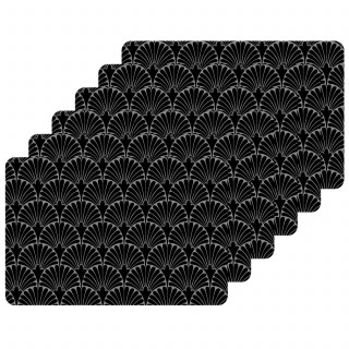 Lot de 6 sets de table avec encre métallique ROYA - 30 x 45 cm - Argent et noir