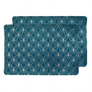 Lot de 2 sets de table motif géométrique avec encre métallique OTTO - 30 x 45 cm - Or et vert