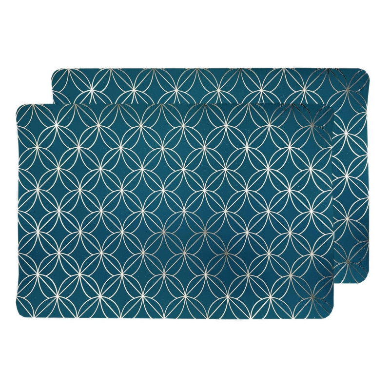 Lot de 2 sets de table motif géométrique avec encre métallique OTTO - 30 x 45 cm - Or et vert
