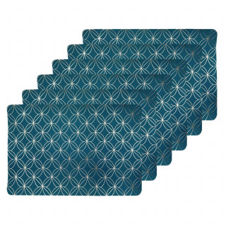 Lot de 6 sets de table motif géométrique avec encre métallique OTTO - 30 x 45 cm - Or et vert