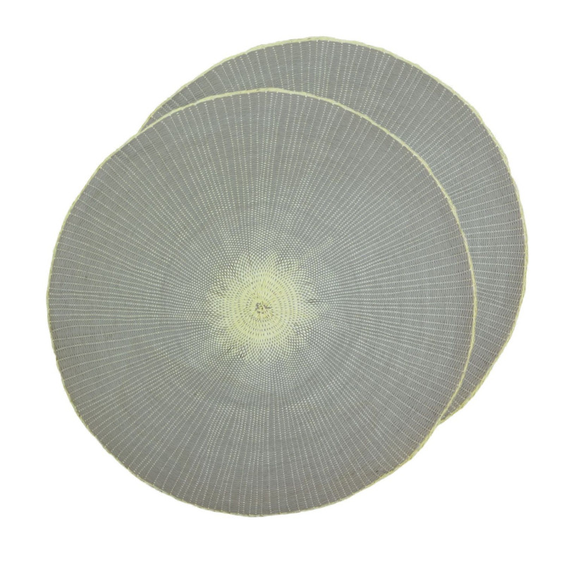 Lot de 2 sets de tables ronds en jute GREGE - Diam. 38 cm - Gris