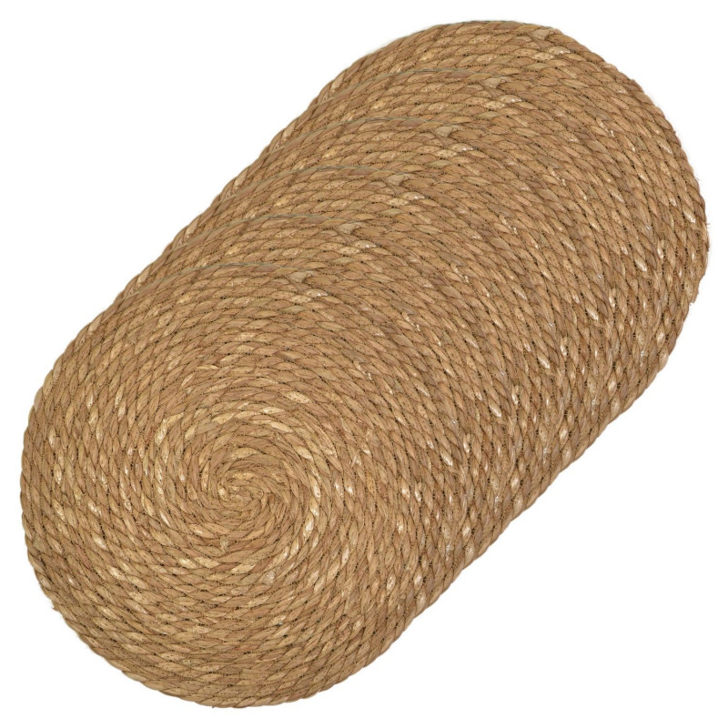 Lot de 6 sets de tables ronds en jute GRAMI - Diam. 38 cm - Marron