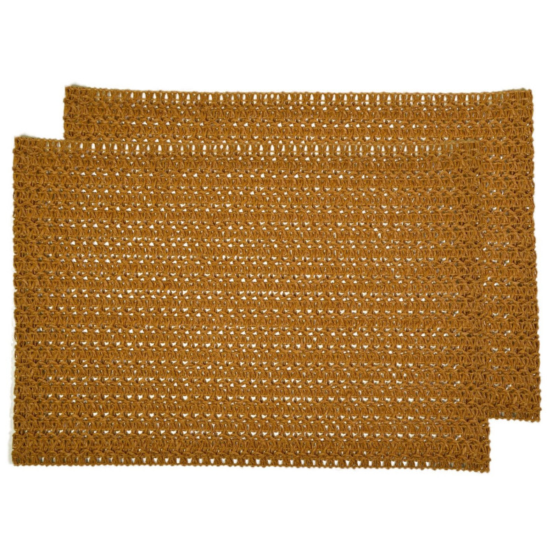 Lot de 2 sets de tables rectangles en jute TORSA - 31 x 45 cm - Marron