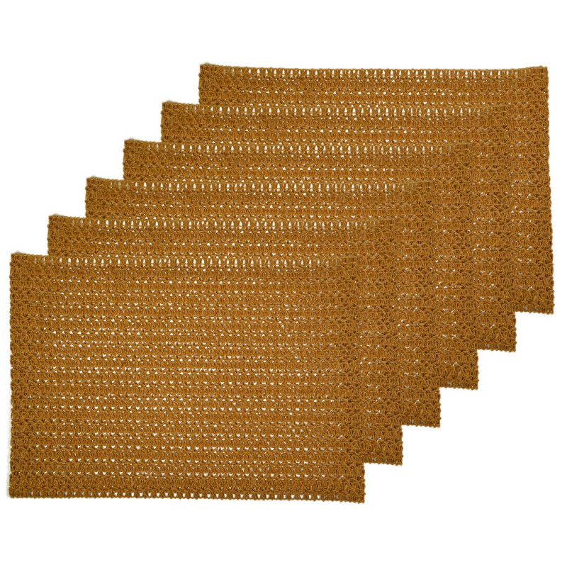 Lot de 6 sets de tables rectangles en jute TORSA - 31 x 45 cm - Marron