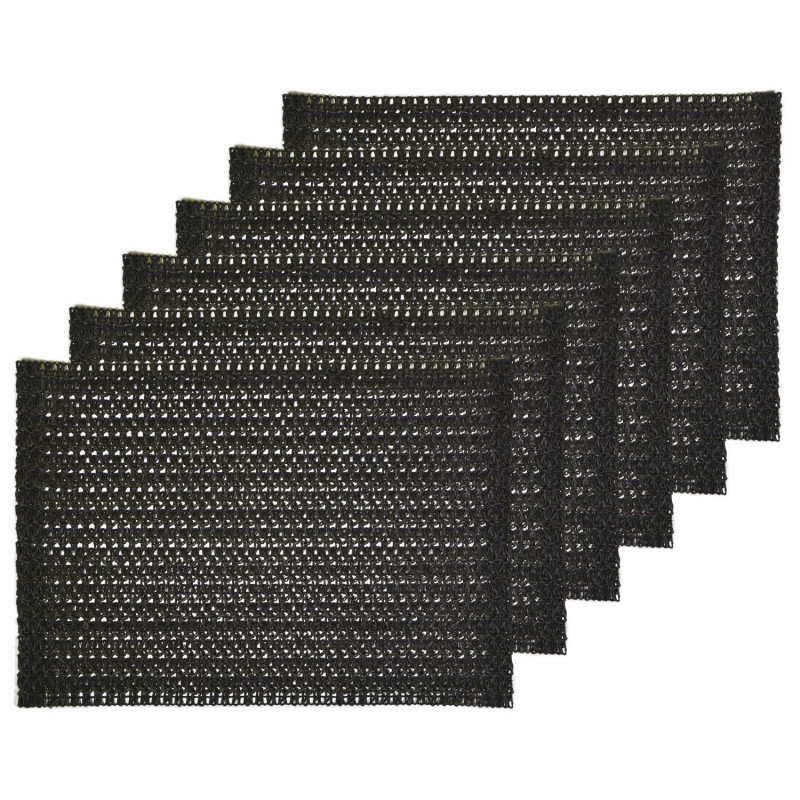 Lot de 6 sets de tables rectangles en jute TORSA - 31 x 45 cm - Noir