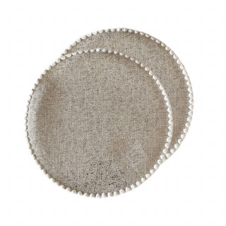 Lot de 2 sets de tables ronds en jute ALAGO - Diam. 38 cm - Argent