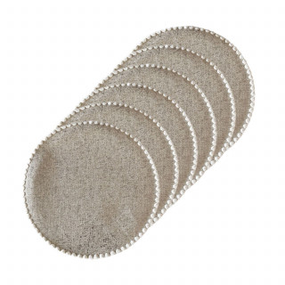 Lot de 6 sets de tables ronds en jute ALAGO - Diam. 38 cm - Argent