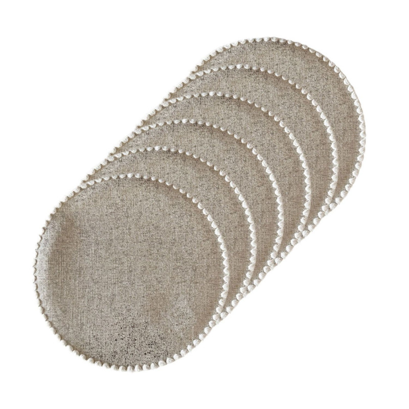 Lot de 6 sets de tables ronds en jute ALAGO - Diam. 38 cm - Argent