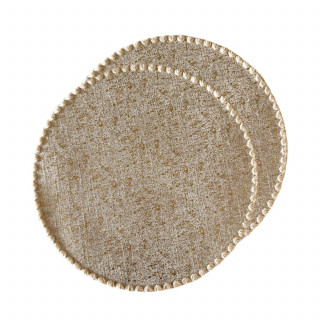 Lot de 2 sets de tables ronds en jute ALAGO - Diam. 38 cm - Or