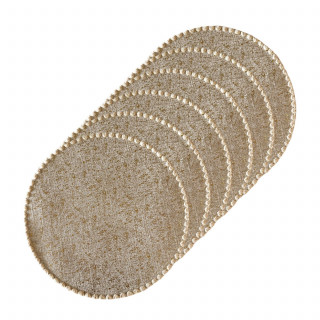 Lot de 6 sets de tables ronds en jute ALAGO - Diam. 38 cm - Or