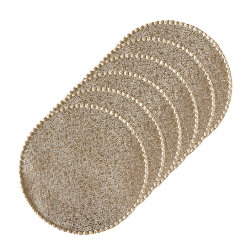 Lot de 6 sets de tables ronds en jute ALAGO - Diam. 38 cm - Or