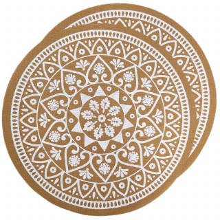 Lot de 2 sets de table effet jute lessivables - Blanc et marron