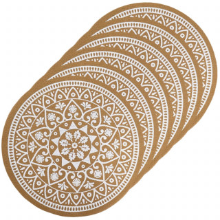 Lot de 6 sets de table imitation jute lessivables - Blanc et marron