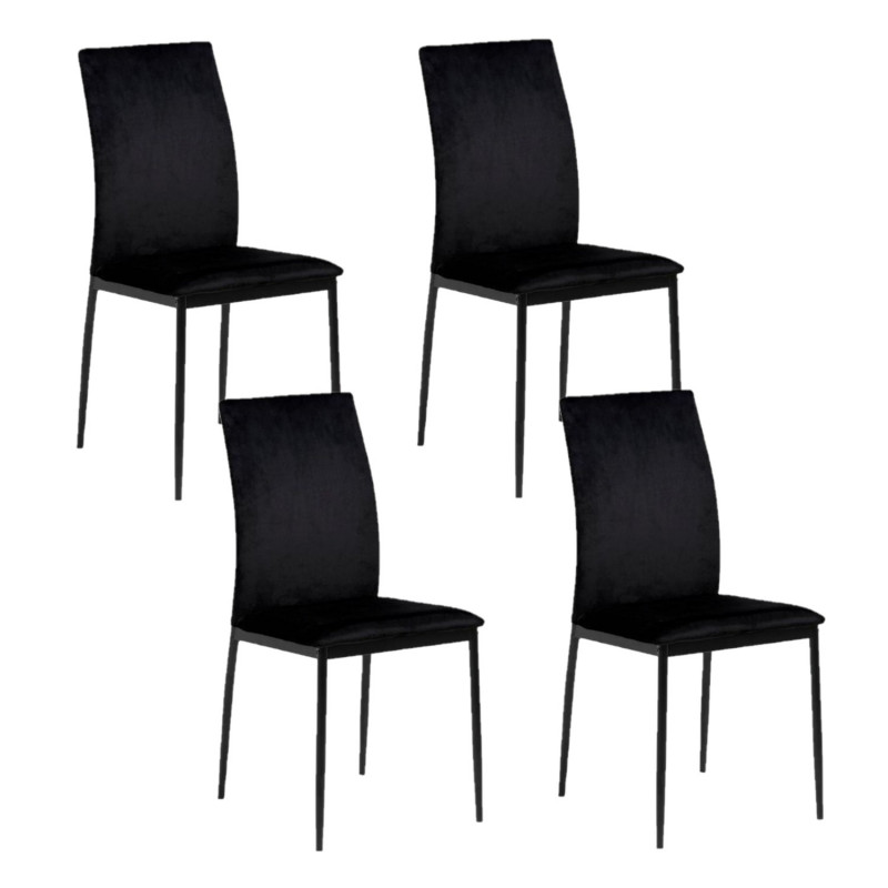 Lot de 4 chaises de salle à manger tissu Dublin MIDENA - Noir