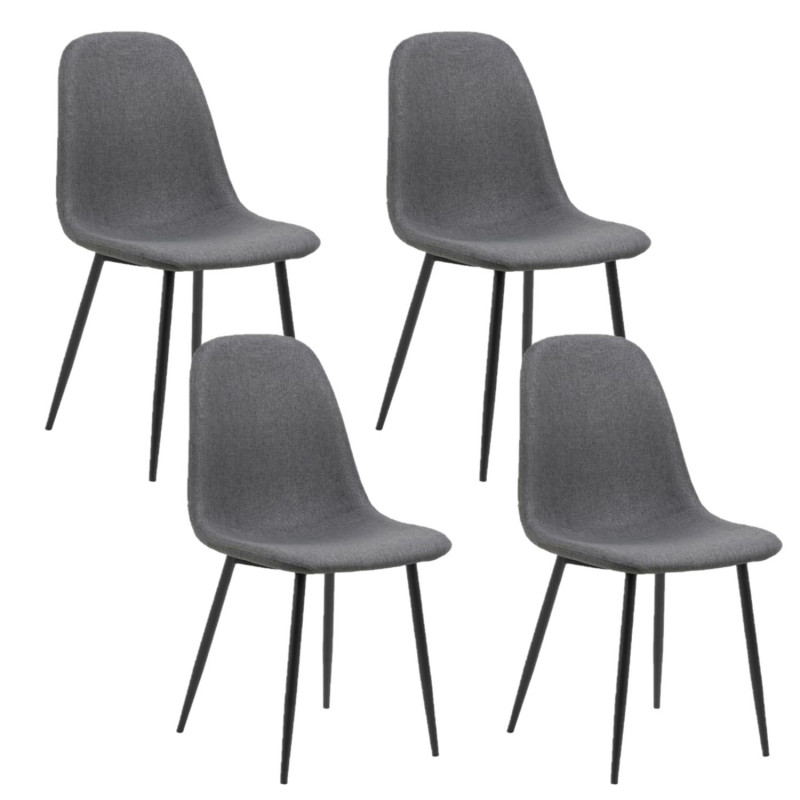 Lot de 4 chaises de salle à manger scandinaves gris foncé pieds métal - CLELIA