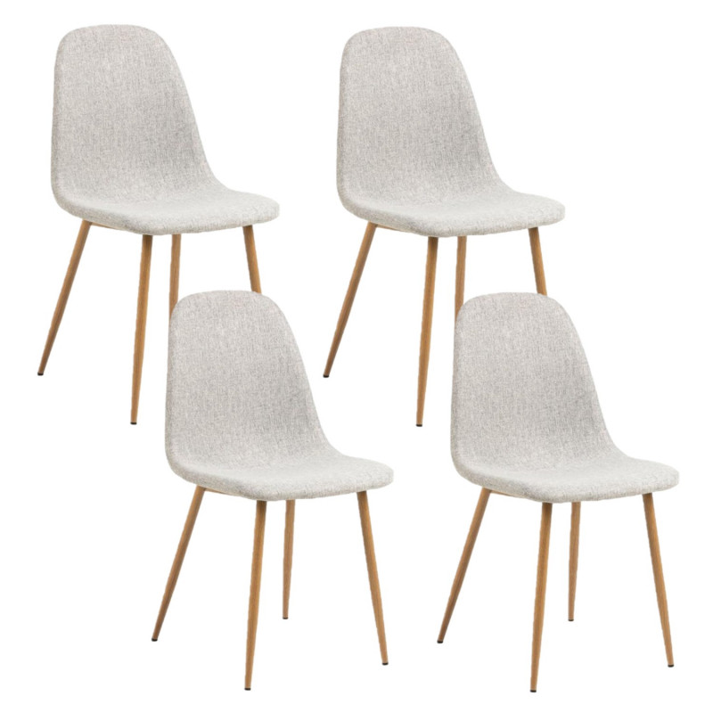 Lot de 4 chaises de salle à manger scandinaves gris clair pieds effet bois - CLELIA