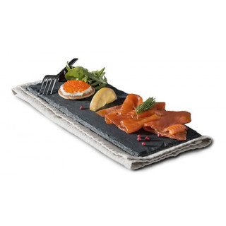 Assiette en Ardoise - 20 x 30 cm mise en situation avec saumon