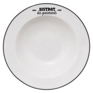 Lot de 12 assiettes à pâtes "Bistrot des gourmands" - Blanc