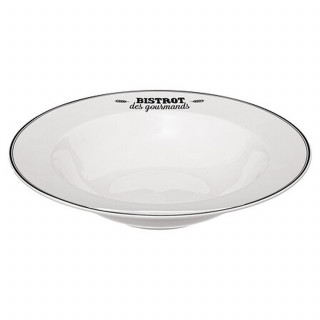 Lot de 12 assiettes à pâtes "Bistrot des gourmands" - Blanc