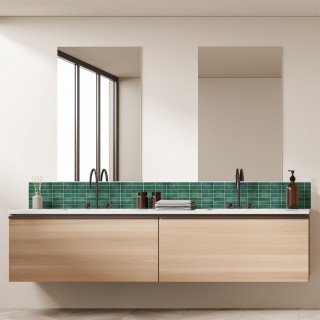 4 crédences adhésives effet Zellige - 30 x 30 cm - Vert