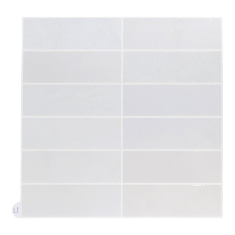 4 crédences adhésives effet Zellige - 30 x 30 cm - Blanc