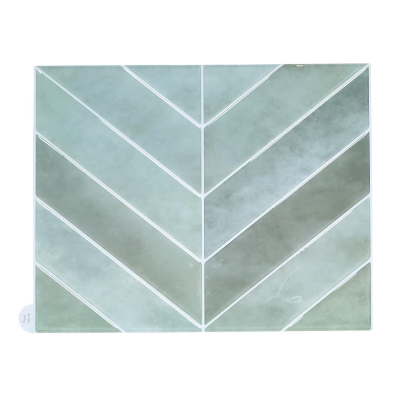 4 crédences adhésives motifs chevrons effet Zellige - 29 x 22,9 cm - Vert