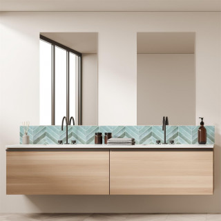 4 crédences adhésives motifs chevrons effet Zellige - 29 x 22,9 cm - Vert