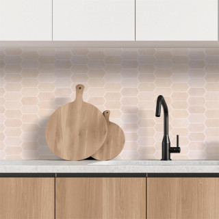 4 crédences adhésives hexagonales - 30 x 30 cm - Beige