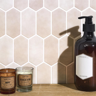 4 crédences adhésives hexagonales - 30 x 30 cm - Beige