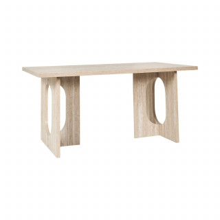 Table à manger effet travertin pour 4 personnes PIETRA - Beige