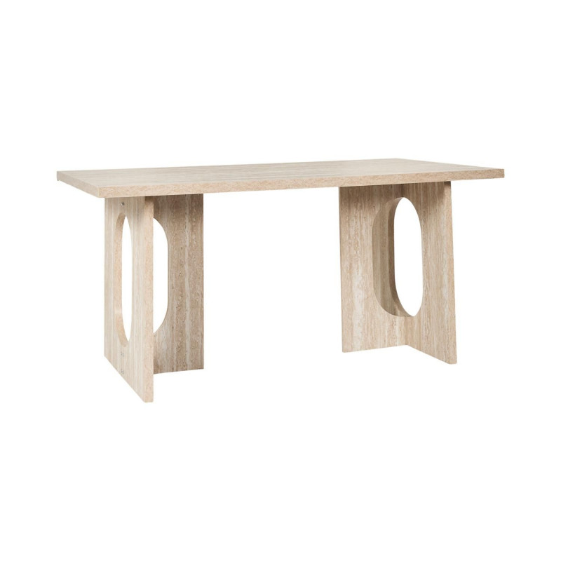 Table à manger effet travertin pour 4 personnes PIETRA - Beige