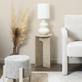 Table d'appoint ronde effet travertin PIETRA - D.30 cm - Beige