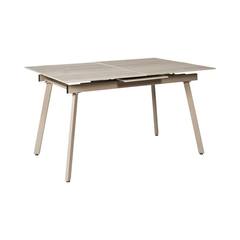 Table à manger extensible en céramique effet travertin pour 6 à 8 personnes PIETRA - Beige