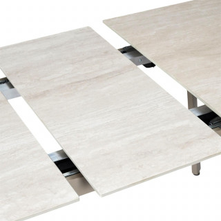 Table à manger extensible en céramique effet travertin pour 6 à 8 personnes PIETRA - Beige