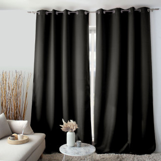 Rideau occultant grande hauteur REGLISSE - 140 x 280 cm - Noir