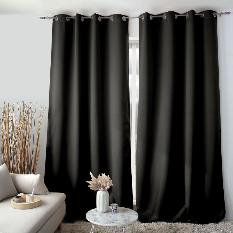 Rideau occultant grande hauteur REGLISSE - 140 x 280 cm - Noir