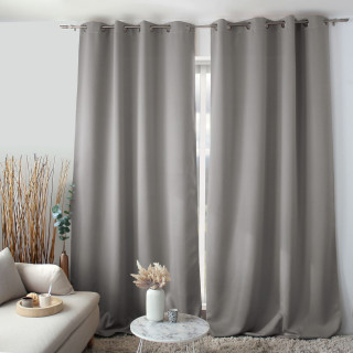 Rideau occultant ignifugé FLAMME - 140 x 260 cm - Gris clair