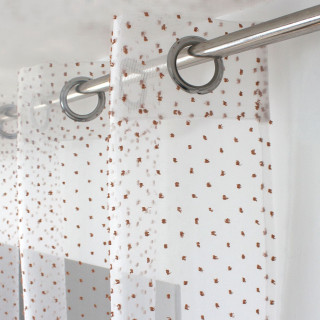 Voilage plumetis en organza LOLITA - 140 x 240 cm - Blanc et beige