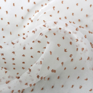 Voilage plumetis en organza LOLITA - 140 x 240 cm - Blanc et beige