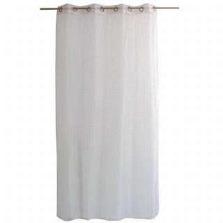 Voilage plumetis en organza LOLITA - 140 x 240 cm - Blanc et rose