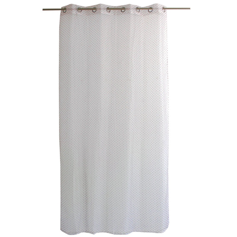 Voilage plumetis en organza LOLITA - 140 x 240 cm - Blanc et rose