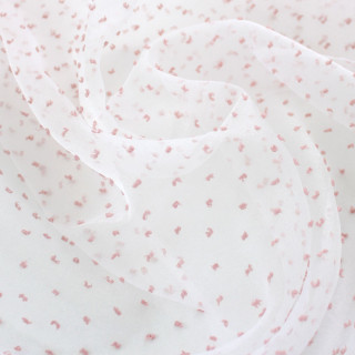 Voilage plumetis en organza LOLITA - 140 x 240 cm - Blanc et rose