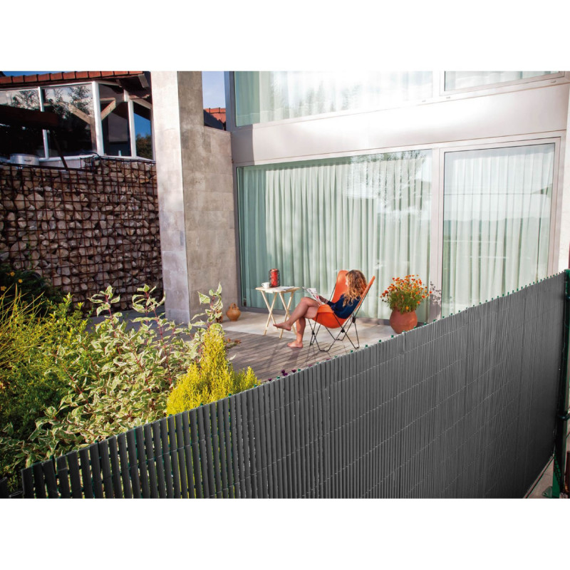 Lot de 2 canisses brise-vue occultantes en PVC 1,2 x 6 M - Gris