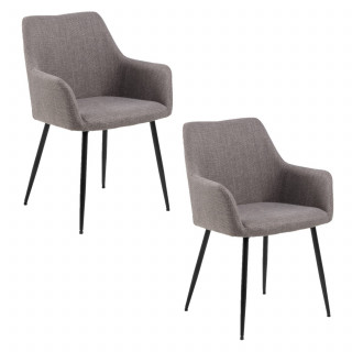 Lot de 2 chaises avec accoudoirs LIZZY - Gris clair