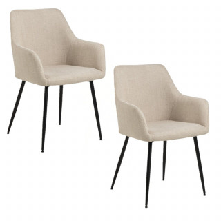 Lot de 2 chaises avec accoudoirs LIZZY - Beige