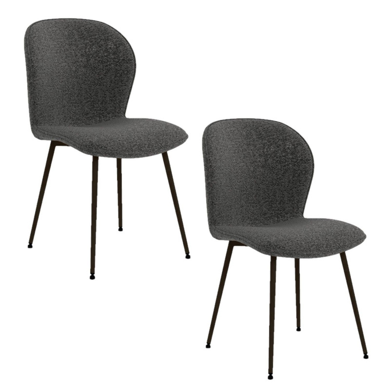 Lot de 2 chaises de salle à manger LINA - Gris foncé