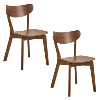 Lot de 2 chaises rétro en bois effet noyer SUZANNE - Marron
