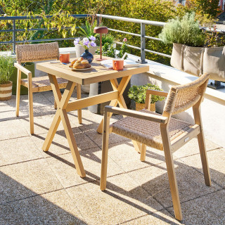 Table de jardin carrée en bois 2 places XENIA - Beige