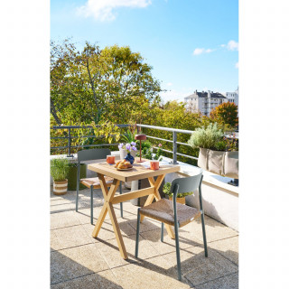 Table de jardin carrée en bois 2 places XENIA - Beige