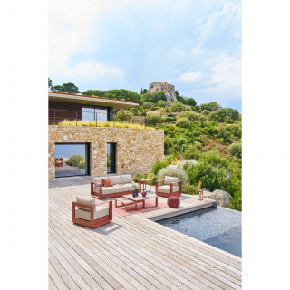 Table d'appoint de jardin carré en aluminium ALLURE - Acajou